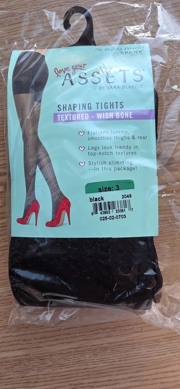 Spanx Love Your Assets Textured Shaping Tights Black Size 3 New